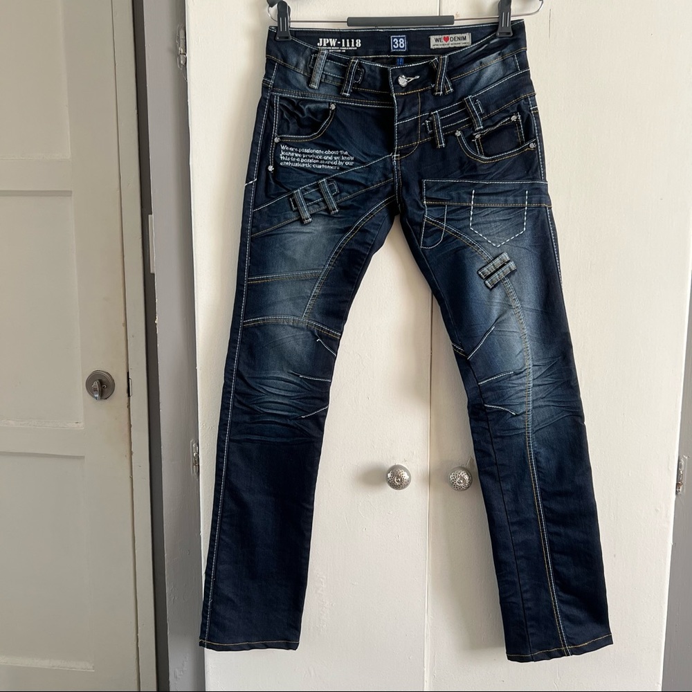 Japrag denim designed by okishana samoki men lowrise jeans slim straight size 38